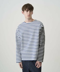 Bshop ORCIVAL ｜ ハーレクイン コットンロード クルーネック フレンチバスクTシャツ MEN ビショップ トップス カットソー・Tシャツ ネイビー グレー【送料無料】