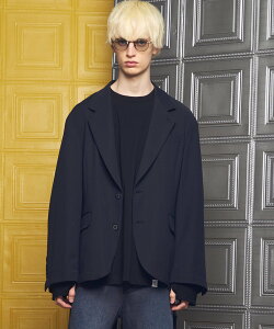 MAISON SPECIAL Crispy Cross Calze Regular-Over 2B Tailored Jacket ���]���X�y�V���� �W���P�b�g�E�A�E�^�[ �e�[���[�h�W���P�b�g�E�u���U�[ �O���[ �u���b�N�y���������z