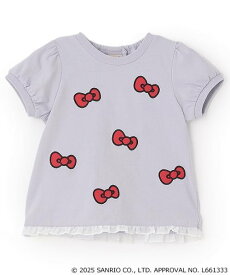 【SALE／60%OFF】petit main 【サンリオキャラクターズ】リボンアップリケTシャツ ナルミヤオンライン トップス カットソー・Tシャツ グレー ネイビー ホワイト