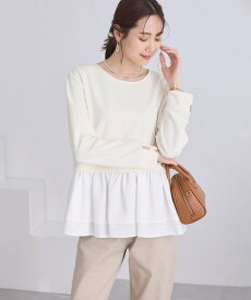 【SALE／30%OFF】ROPE' PICNIC 布帛ドッキングペプラムギャザープルオーバー ロペピクニック トップス カットソー・Tシャツ ネイビー ブラック ホワイト