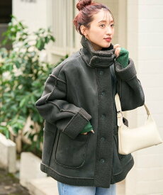 【SALE／40%OFF】FREAK'S STORE ムートン スタンド カラーコート【限定展開】 25AW フリークスストア ジャケット・アウター ムートンコート ベージュ ブラック グレー【送料無料】