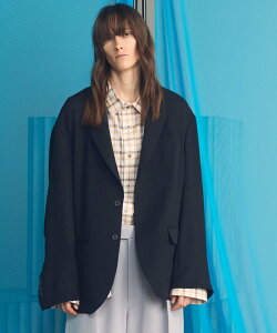 MAISON SPECIAL Wooly Mesh Relax-Over 2B Tailored Jacket ���]���X�y�V���� �W���P�b�g�E�A�E�^�[ �e�[���[�h�W���P�b�g�E�u���U�[ �O���[ �u���b�N�y���������z