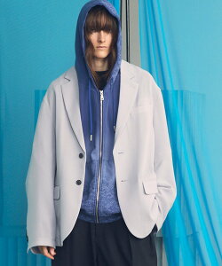MAISON SPECIAL Wooly Mesh Relax-Over 2B Tailored Jacket ���]���X�y�V���� �W���P�b�g�E�A�E�^�[ �e�[���[�h�W���P�b�g�E�u���U�[ �O���[ �u���b�N�y���������z