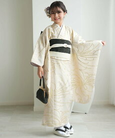 ひよこ商店 ひよこ商店 10歳 振袖セット 女の子 ベージュ金彩・糸菊 ウタタネ 着物・浴衣・和装小物 着物 ベージュ【送料無料】