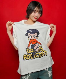 GALLIS ADDICTION 【BETTY BOOP×GALLIS ADDICTION】FRONT SITイラスト S/STEE(MENS) ジャックローズ トップス カットソー・Tシャツ ホワイト ブラック【送料無料】