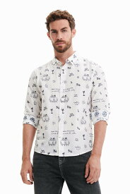 【SALE／50%OFF】Desigual 刺繍 ボイルシャツ デシグアル トップス シャツ・ブラウス ホワイト【送料無料】