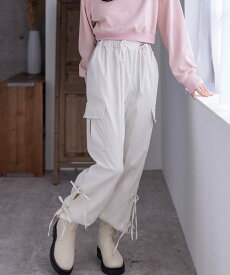 【SALE／22%OFF】clear 裾サイドリボンカーゴパンツ クリア パンツ カーゴパンツ ブラック ピンク ホワイト