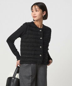 【SALE／50%OFF】UNITED ARROWS green label relaxing ミックスツイードライク ニット ジレ ベスト ユナイテッドアローズ グリーンレーベルリラクシング トップス ベスト・ジレ ブラック ホワイト【送料無料】