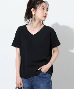 【SALE/15%OFF】coen USAコットンVネックTシャツ コーエン カットソー Tシャツ ブラック ホワイト カーキ