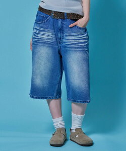 B ONE SOUL ��WEB���� / ���B���e�[�W���H / �X�^�b�Y�f�j���V���[�g�p���c / sqnz washed denim shorts �i�o�� �p���c ���̑��̃p���c �u���[ �u���b�N �O���[�y���������z