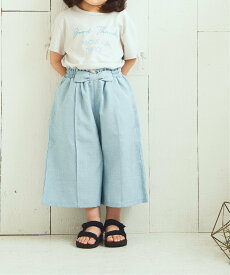 【SALE／40%OFF】ikka リネンタッチリボンガウチョパンツ(100~160cm) イッカ パンツ その他のパンツ ブルー ベージュ