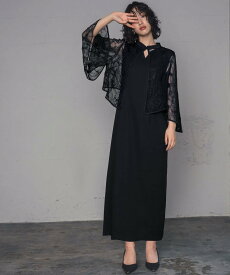 GIRL 3WAYレースケープIライン ロング 結婚式 ワンピース パーティードレス ガール ワンピース・ドレス ドレス ブラック【送料無料】