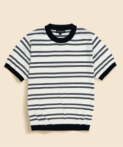 BROOKS BROTHERS �R�b�g��/�i�C���� �_�u���X�g���C�v �V���[�g�X���[�u �N���[�l�b�N �T�}�[�Z�[�^�[ �u���b�N�X �u���U�[�Y �g�b�v�X �j�b�g �O���[ �z���C�g�y���������z