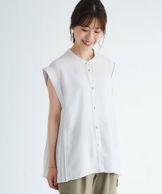 【SALE／50%OFF】le.coeur blanc ジョーゼットサイドプリーツブラウス ルクールブラン トップス シャツ・ブラウス ネイビー グレー ブルー【送料無料】