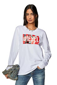 【SALE／40%OFF】DIESEL レディース 長袖 Tシャツ ロゴ グラフィック ディーゼル トップス カットソー・Tシャツ ホワイト ブラック【送料無料】