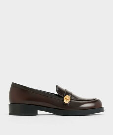 CHARLES & KEITH メタリックバックル ストラップローファー チャールズアンドキース シューズ・靴 ローファー ブラウン【送料無料】