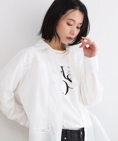 【SALE／58%OFF】OPAQUE.CLIP レーストリミングシャツ【洗濯機OK】 オペークドットクリップ トップス シャツ・ブラウス ホワイト イエロー