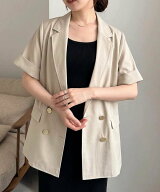【SALE／40%OFF】GeeRA リネン調半袖ダブルジャケット ジーラ ジャケット・アウター テーラードジャケッ…
