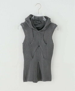 417 EDIFICE �yGeek Office / �M�[�N�I�t�B�X�zNACHE / �i�`�F OUT IN KNITTED SLEEVELESS �t�H�[�����Z�u�� �G�f�B�t�B�X �g�b�v�X �j�b�g �O���[ �u���b�N�y���������z