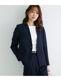 ROPE' PICNIC 【セットアップ対応】【UVカット】リネンライクノーラペルジャケット ロペピクニック コート/ジャケット ノーカラージャケット ネイビー グレー【送料無料】