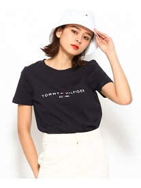 【SALE／30%OFF】TOMMY HILFIGER (W)TOMMY HILFIGER(トミーヒルフィガー) REGULAR HILFIGER C-NK TEE SS トミーヒルフィガー トップス カットソー・Tシャツ ピンク ネイビー ブルー ベージュ ホワイト【送料無料】