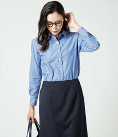 【SALE／34%OFF】NEWYORKER WOMEN L-SIZE 【L】シャンブレーストライプ ハンサムフィットヨーク切替長袖シャツ ニューヨーカー エルサイズ トップス シャツ・ブラウス グレー ブルー【送料無料】