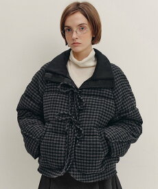 Fano Studios チェック柄 リボンデザイン 中綿ジャケット FD24M024【Fano】 チュクラ ジャケット・アウター ダウンジャケット・ダウンベスト ネイビー【送料無料】