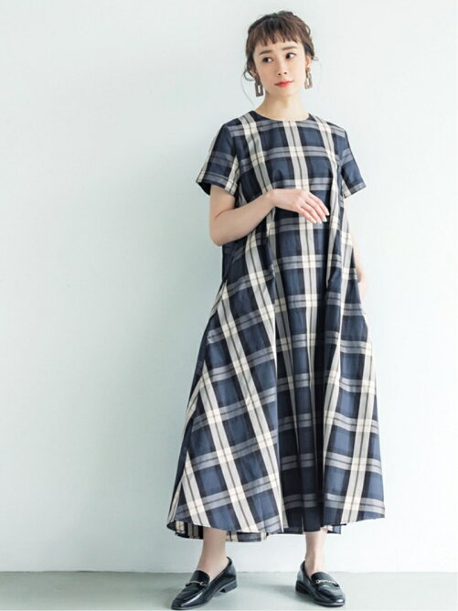 Coca タータンチェック半袖ロングワンピース Rakuten Fashion 楽天ファッション 旧楽天ブランドアベニュー Cy0778