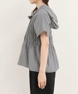 シャーリングフーディシャツブラウス