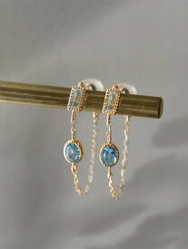 cui-cui カラーストーン チェーンフープ ピアス ｜ K10YG キュイキュイ アクセサリー・腕時計 ピアス イエロー ブルー グリーン レッド【送料無料】