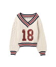 atmos pink Numbering Cable Knit Top OFF WHITE