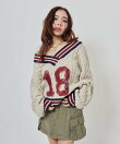 atmos pink Numbering Cable Knit Top OFF WHITE