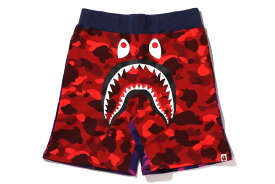 A BATHING APE CRAZY CAMO SHARK SWEAT SHORTS M ア ベイシング エイプ パンツ ジャージ・スウェットパンツ ネイビー パープル レッド【送料無料】