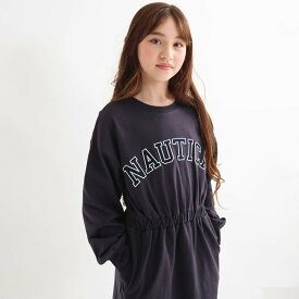 【SALE／50%OFF】NAUTICA 【NAUTICA/ノーティカ】ロゴアップリケ長袖ワンピース ブランシェス ワンピース・ドレス ワンピース グレー ベージュ