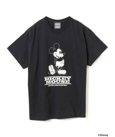 BEAMS T WIFFLE / Mickey Mouse T-shirt ビームスT トップス カットソー・Tシャツ ブラック【送料無料】