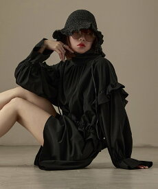 【SALE／10%OFF】FashionLetter 水陸両用 フリルデザイン ラッシュガード ロンパース ビーフラット 水着・スイムグッズ ラッシュガード ブラック【送料無料】