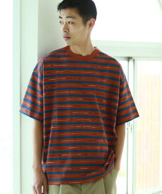 【SALE／50%OFF】BEAMS MEN BEAMS / カスリ ボーダー Tシャツ ビームス アウトレット トップス カットソー・Tシャツ ブルー ブラウン