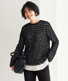 【SALE／30%OFF】UNFILO 【新色追加/前後着用可能】ラッセルレース 2WAYプルオーバー アンフィーロ トップス カーディガン イエロー ホワイト ブラック ブラウン【送料無料】