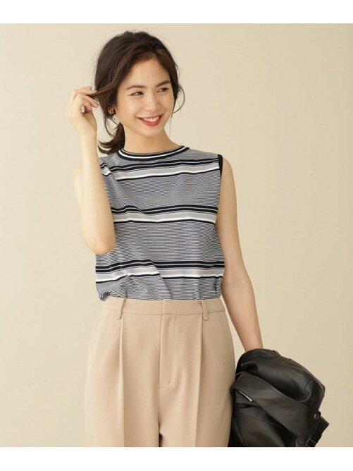 Nano Universe 思いきり洗えるニットマルチボーダーノースリーブ