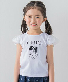 【SALE／50%OFF】BeBe パリジェンヌプリントTシャツ(100~150cm) ベベ オンライン ストア トップス カットソー・Tシャツ ホワイト ブラック