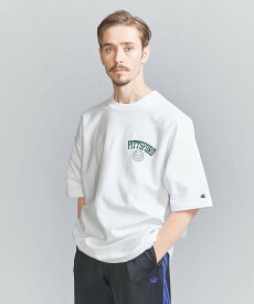 BEAUTY&YOUTH UNITED ARROWS 【別注】 ＜Champion＞ リバースウィーブ プリント Tシャツ ビューティー＆ユース　ユナイテッドアローズ トップス カットソー・Tシャツ ホワイト ブラック グレー ブルー【送料無料】