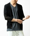 【SALE／20%OFF】MK MICHEL KLEIN homme 【洗える】七分袖カーディガン ミッシェルクランオム トップス カーディガン ブラック【送料無料】