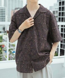 【SALE／60%OFF】URBAN RESEARCH ITEMS Batik Print Open Collar shirts アーバンリサーチアイテムズ トップス シャツ・ブラウス ブラウン ブラック