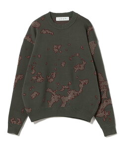 BEAMS T BAL / JACQUARD COTTON CREWNECK SWEATER r[XT gbvX jbg O[yz