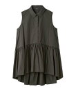 ノースリーブシャツ衿ギャザーチュニック
