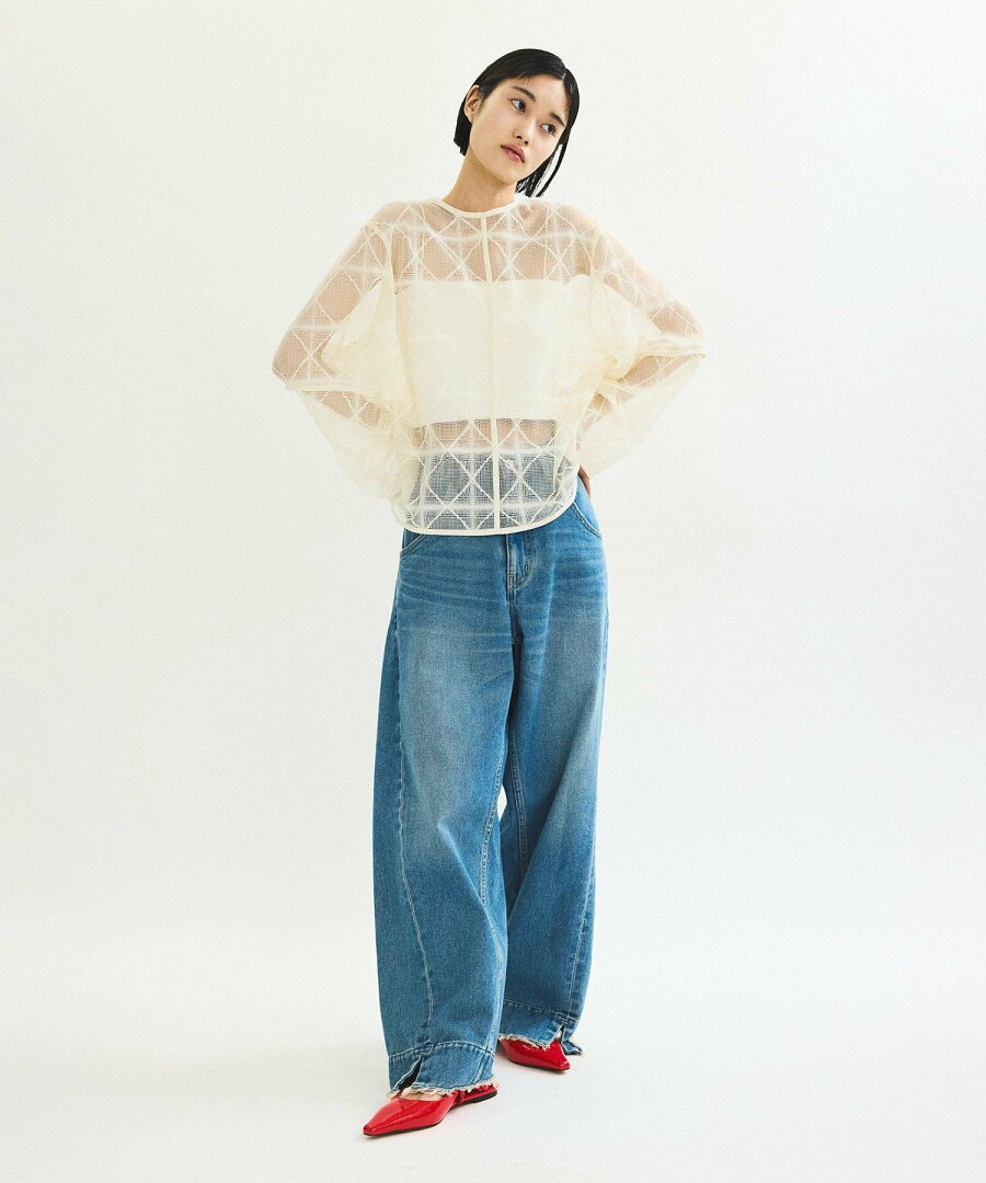 【SALE/70%OFF】ADAM ET ROPE' FEMME スクエアレースプルオーバー アダムエロペ トップス カットソー・Tシャツ ベージュ ブラック レッド【送料無料】 - メイン画像 5