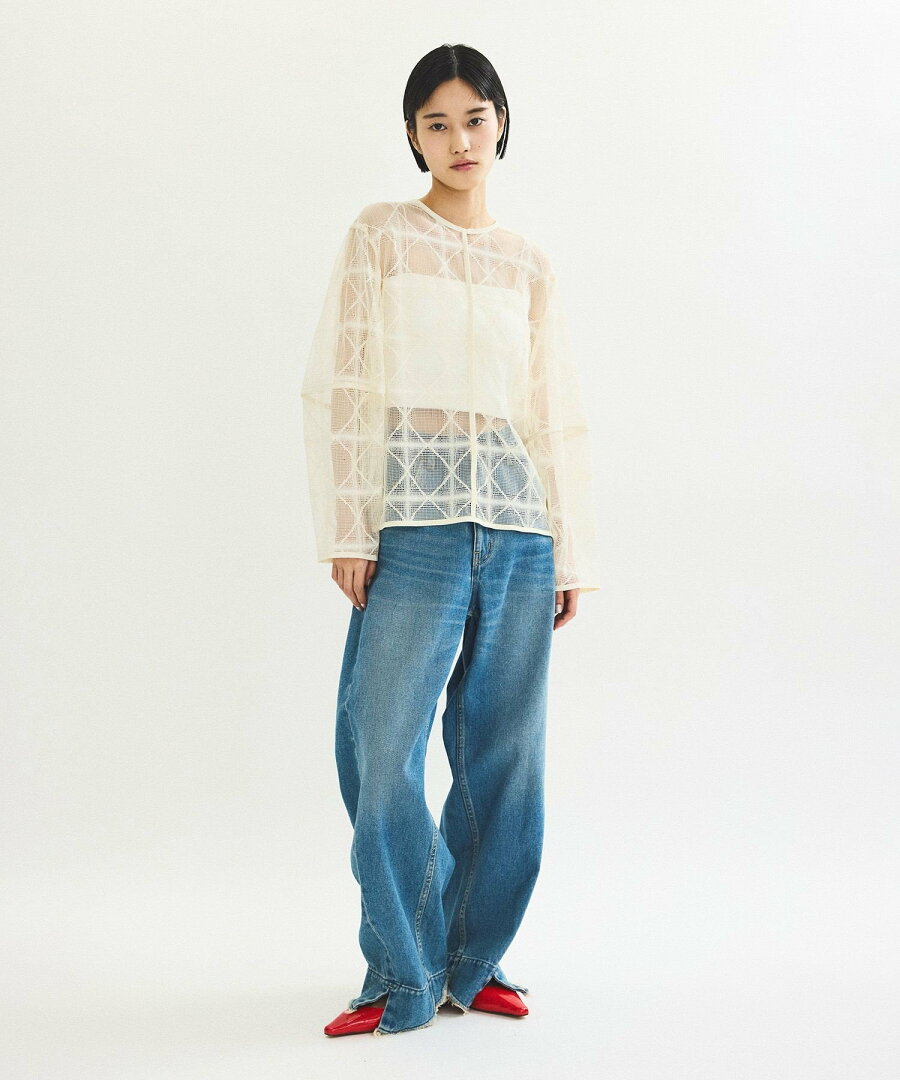【SALE/70%OFF】ADAM ET ROPE' FEMME スクエアレースプルオーバー アダムエロペ トップス カットソー・Tシャツ ベージュ ブラック レッド【送料無料】 - メイン画像 6
