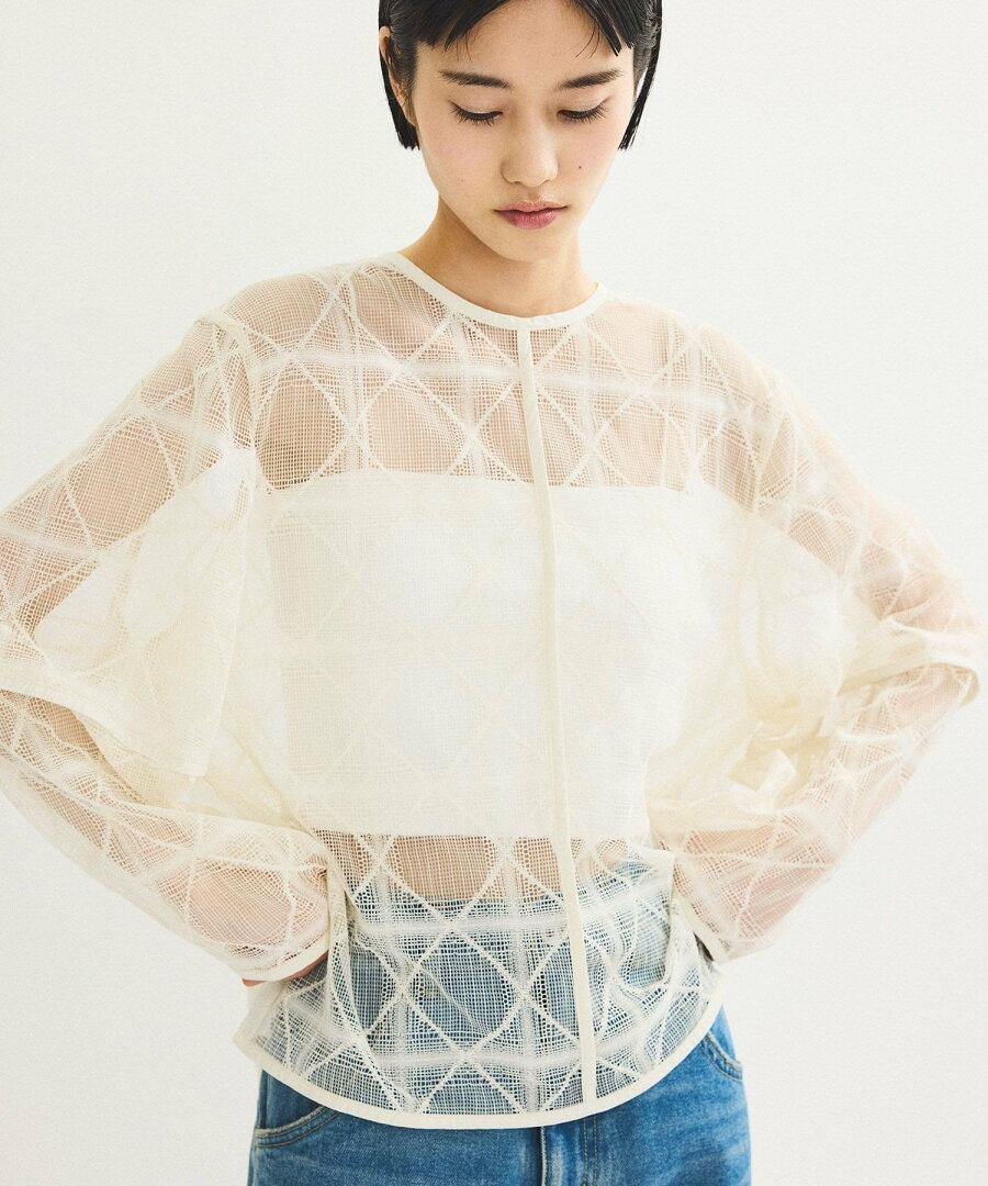 【SALE/70%OFF】ADAM ET ROPE' FEMME スクエアレースプルオーバー アダムエロペ トップス カットソー・Tシャツ ベージュ ブラック レッド【送料無料】 - メイン画像 3
