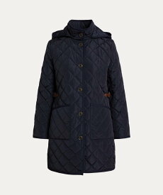 LAUREN RALPH LAUREN フーデッド ダイヤモンドキルテッド コート ラルフローレン ジャケット・アウター ダウンジャケット・ダウンベスト ネイビー【送料無料】