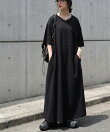 【antiqua】【アンティカ】ロング Vネック ワンピース レディース NA-00540